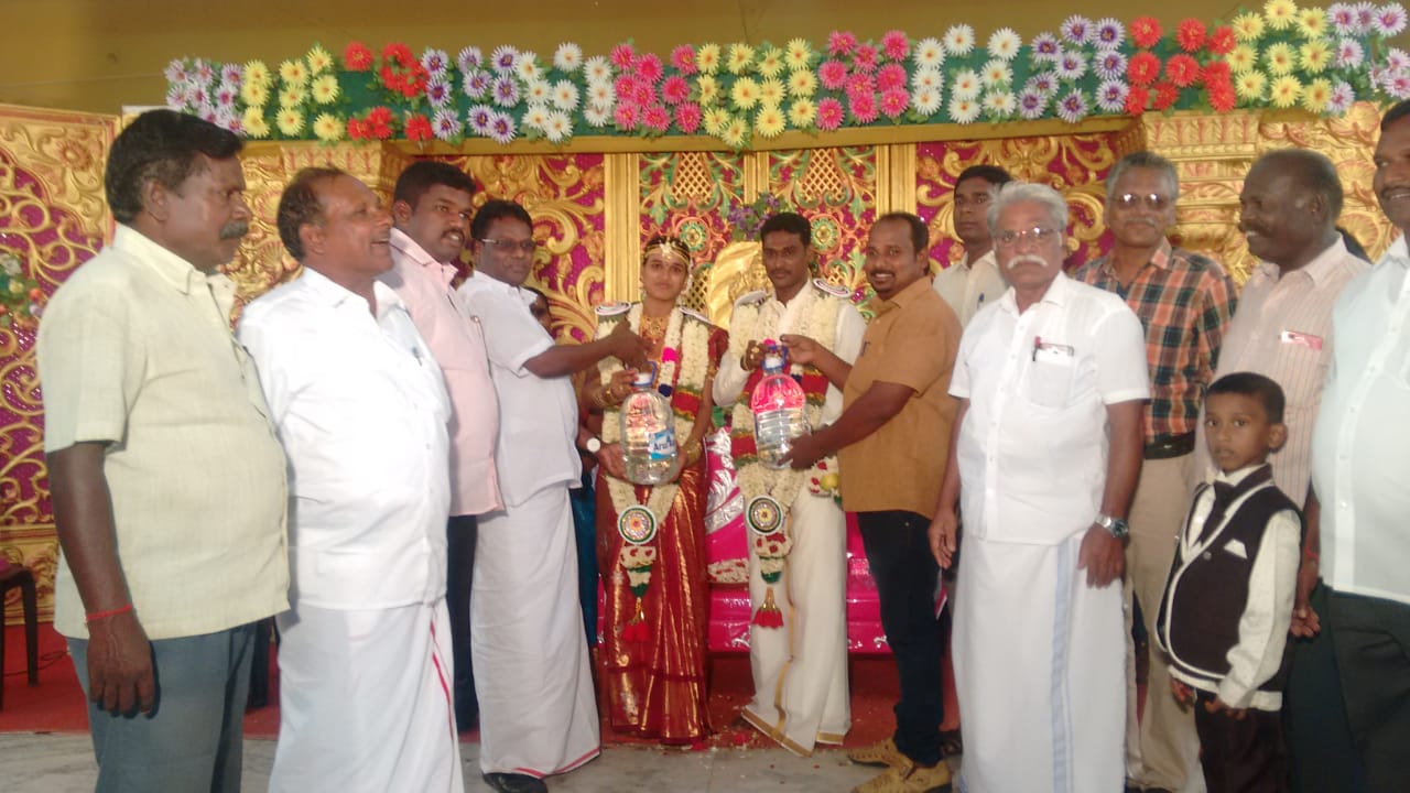 Communist comrades provided the water cans to couples in Thiruvarur!