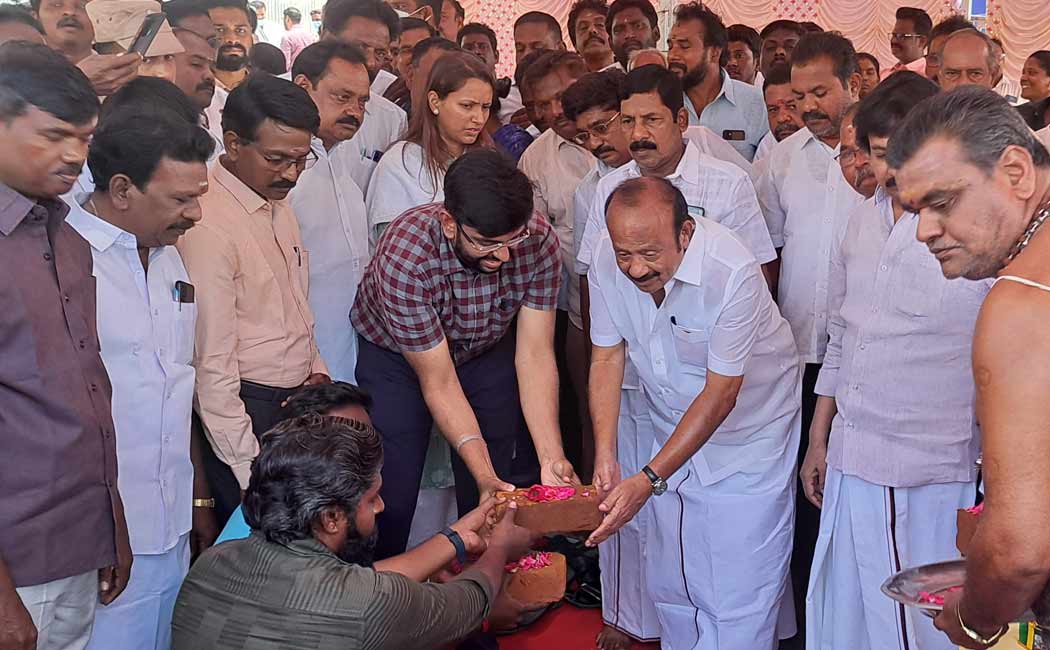 MRK Panneerselvam laid the foundation stone new bus stand at cost Chidambaram