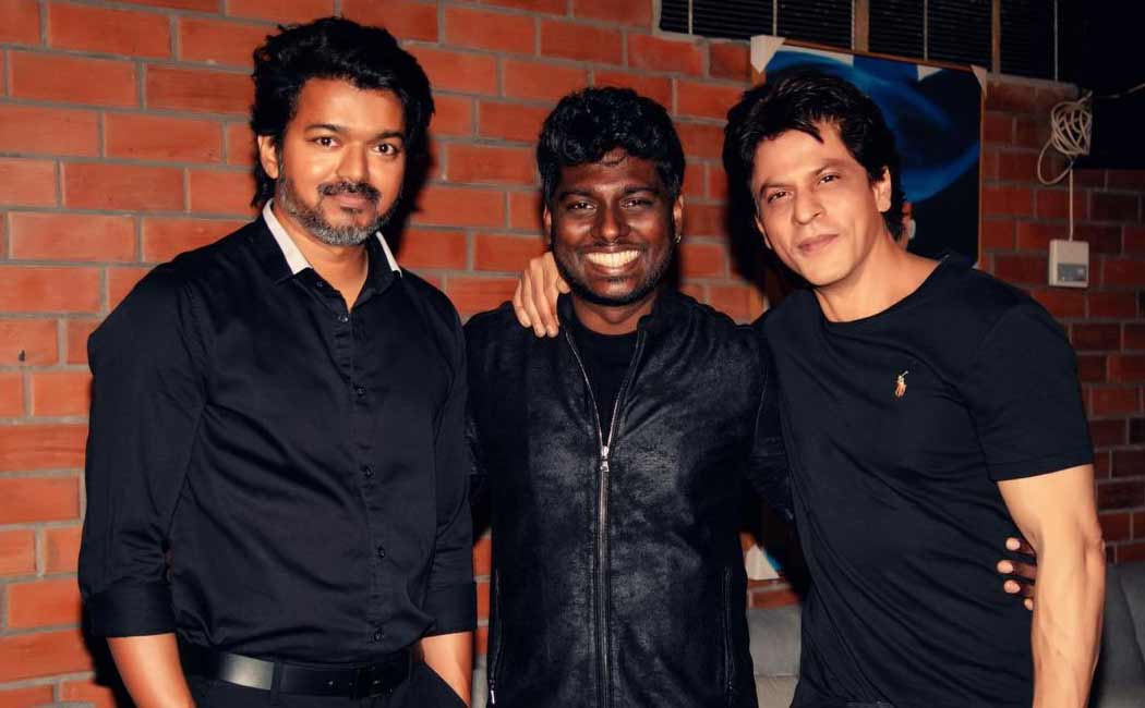 atlee shared a photo with vijay and Shah Rukh Khan
