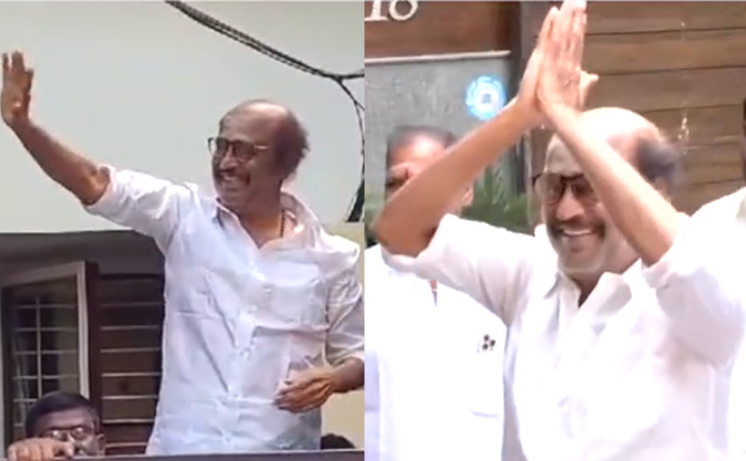 Rajini met the fans and greeted them on Diwali