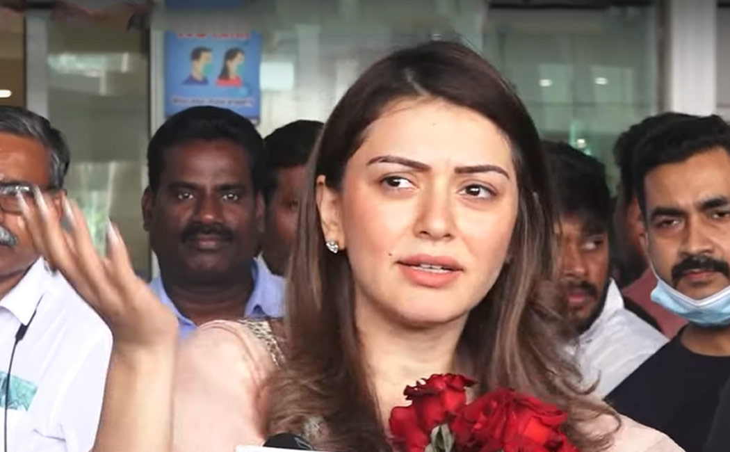 hansika press meet at chennai airport