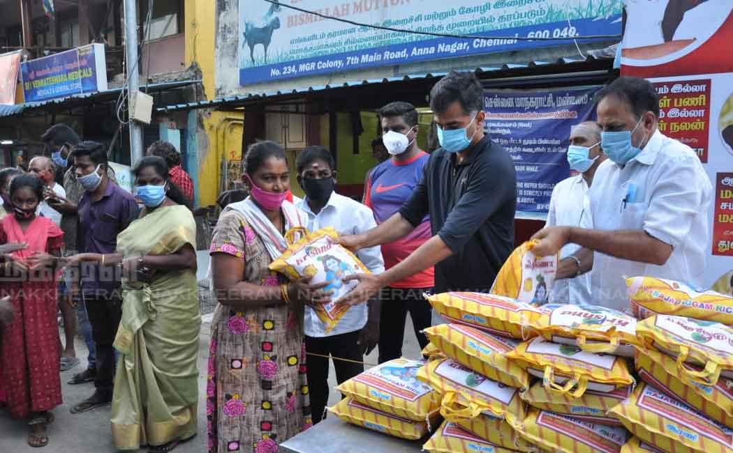 Durai Vaiko who provided ricebag to the people