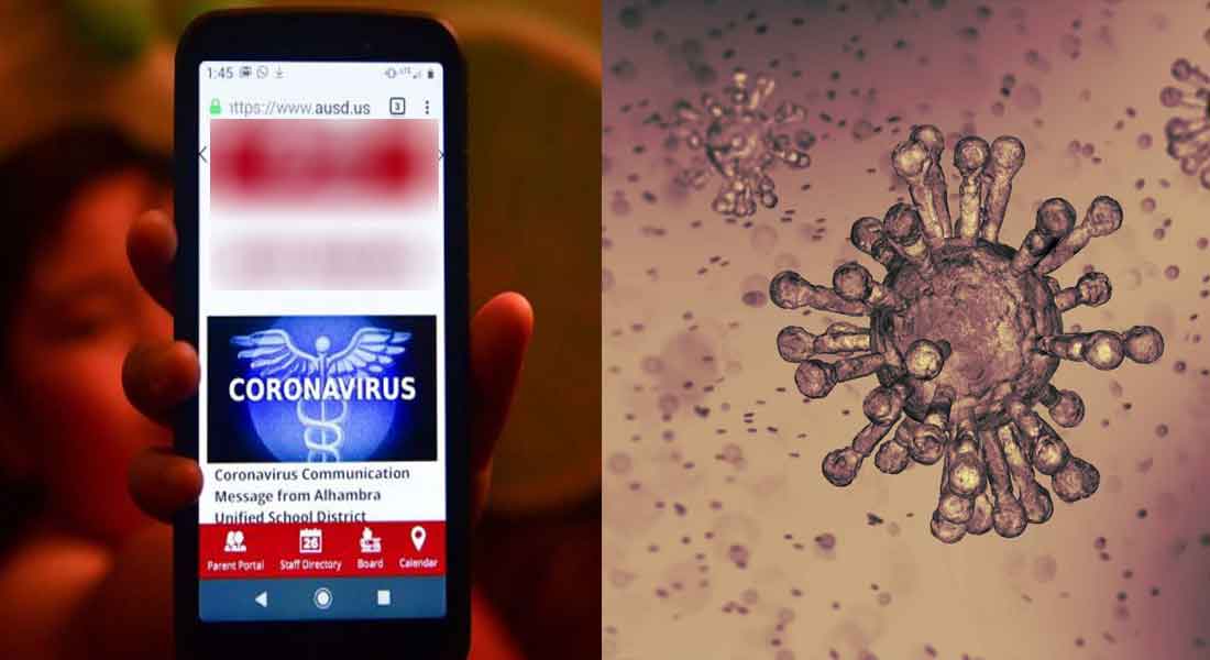 Corona virus attacking cell phone
