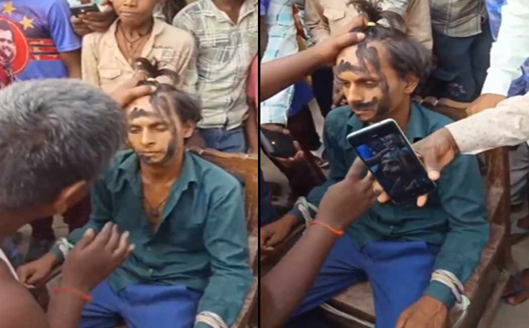 A young man beaten cover charcoal by relatives who went visit married girlfriend