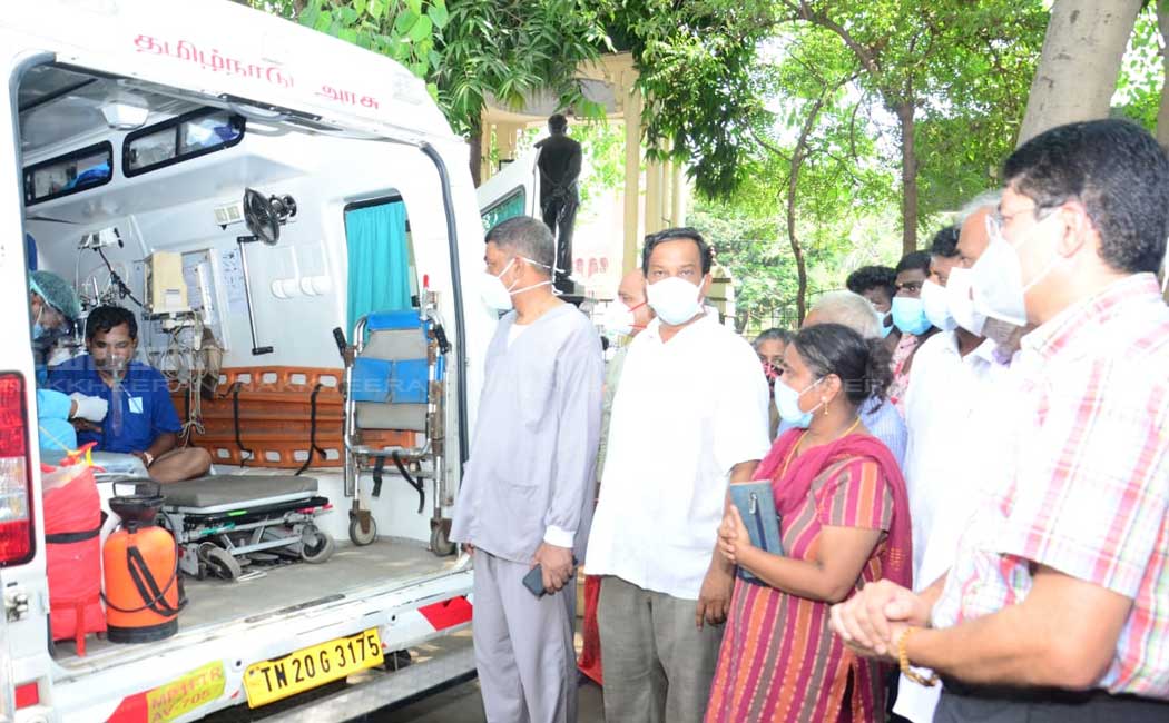 Sehgar Babu and Dayanidhi Maran who were examined at the hospital