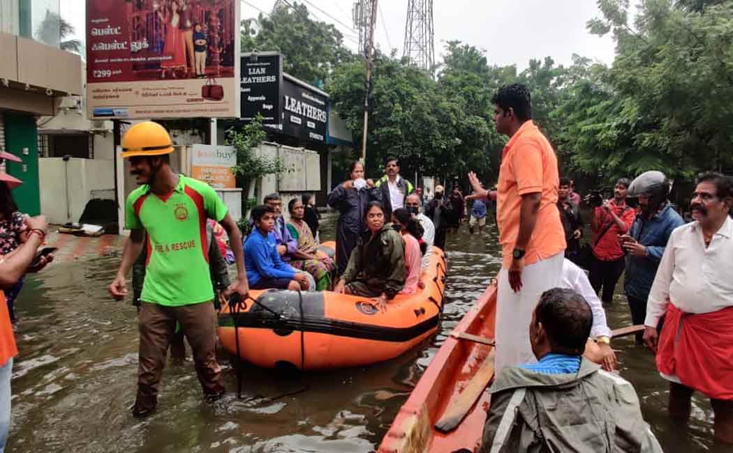 Annamalai visited the affected areas by boat