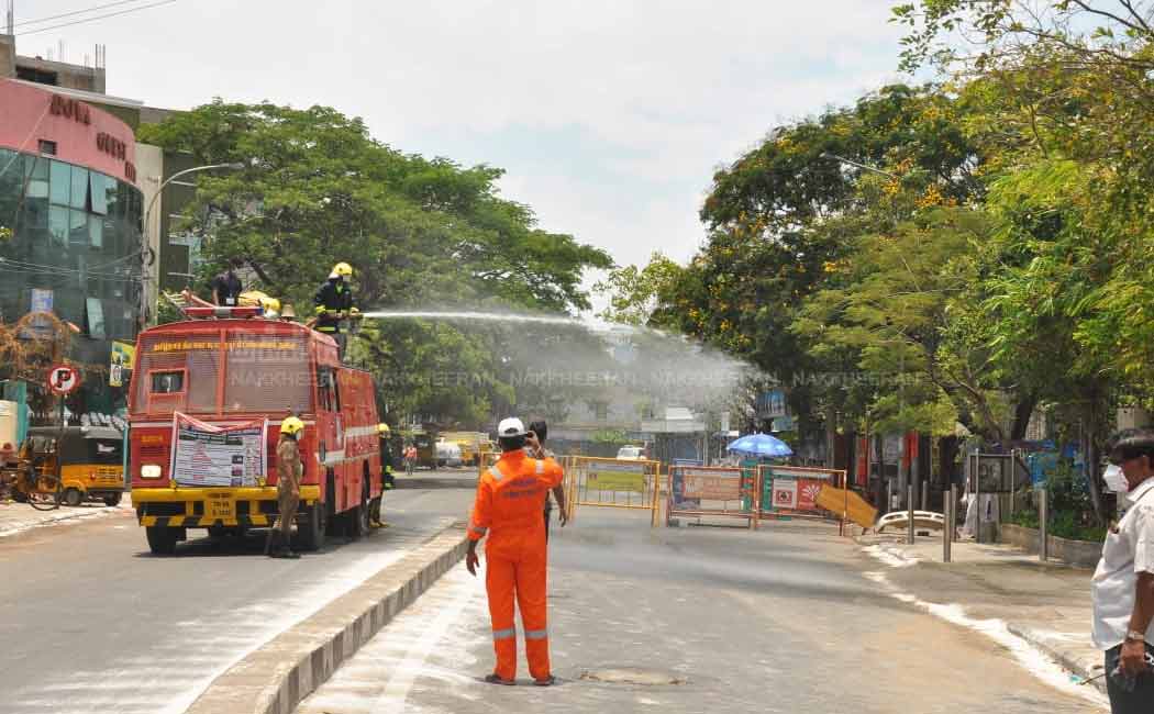 Disinfectant spray throughout puthupettai