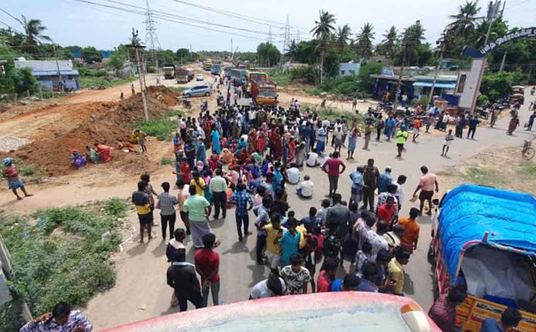 Villagers involved in road blockade