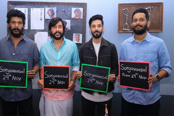 rj balaji sorgavasal Movie trailer released