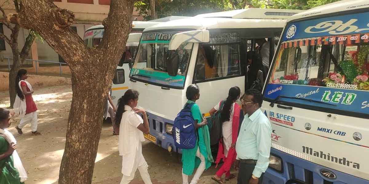 Govt school organized van for NEET students writing remotely!.