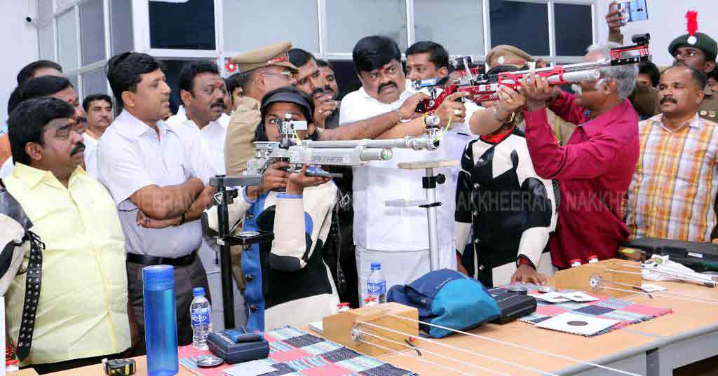 Gun in the hands of KT Rajendrapalaji!
