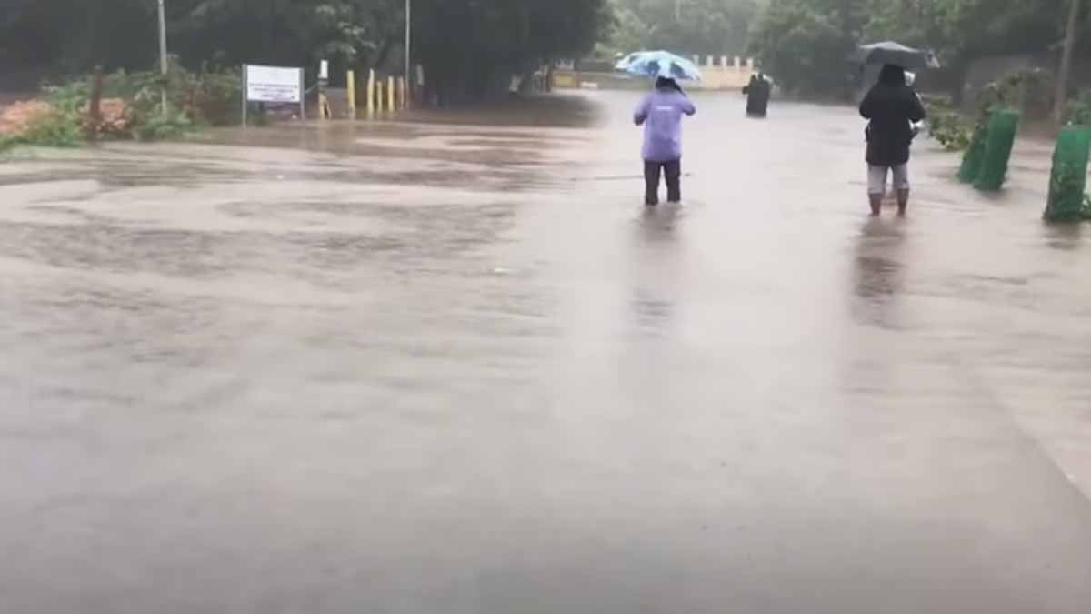 Rainwater seeping inside the District Collector's office