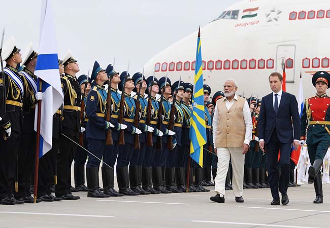 india prime minister narendra modi arrives in russia