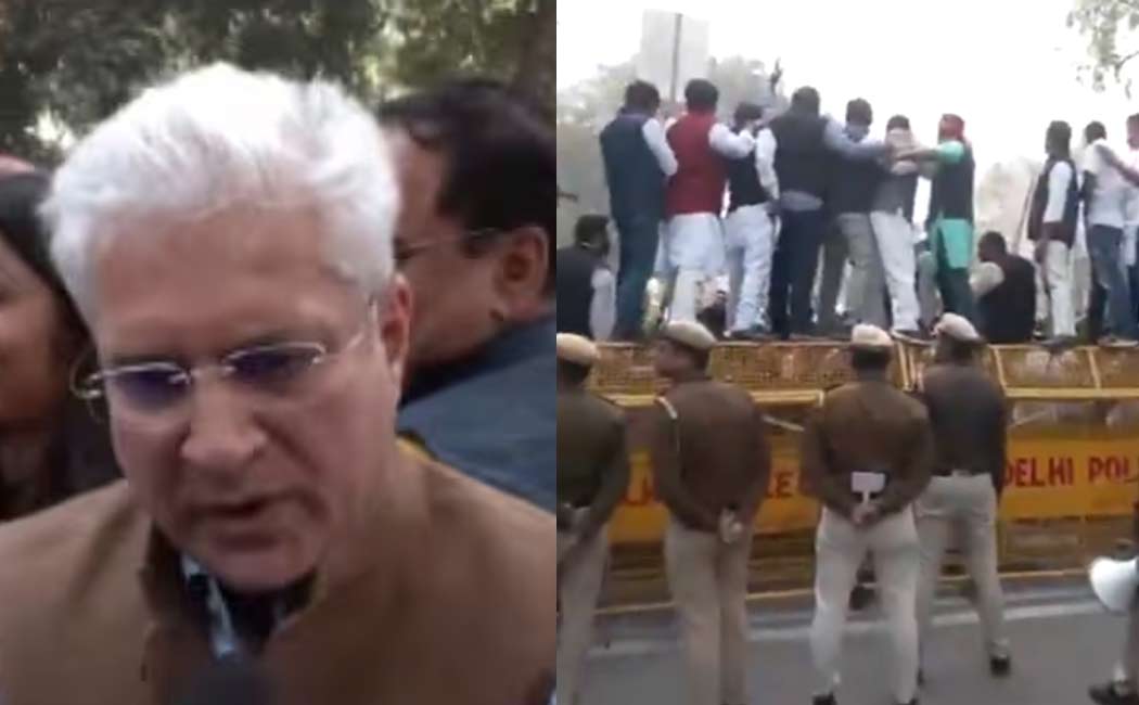 BJP government struggle in front of Kejriwal's house