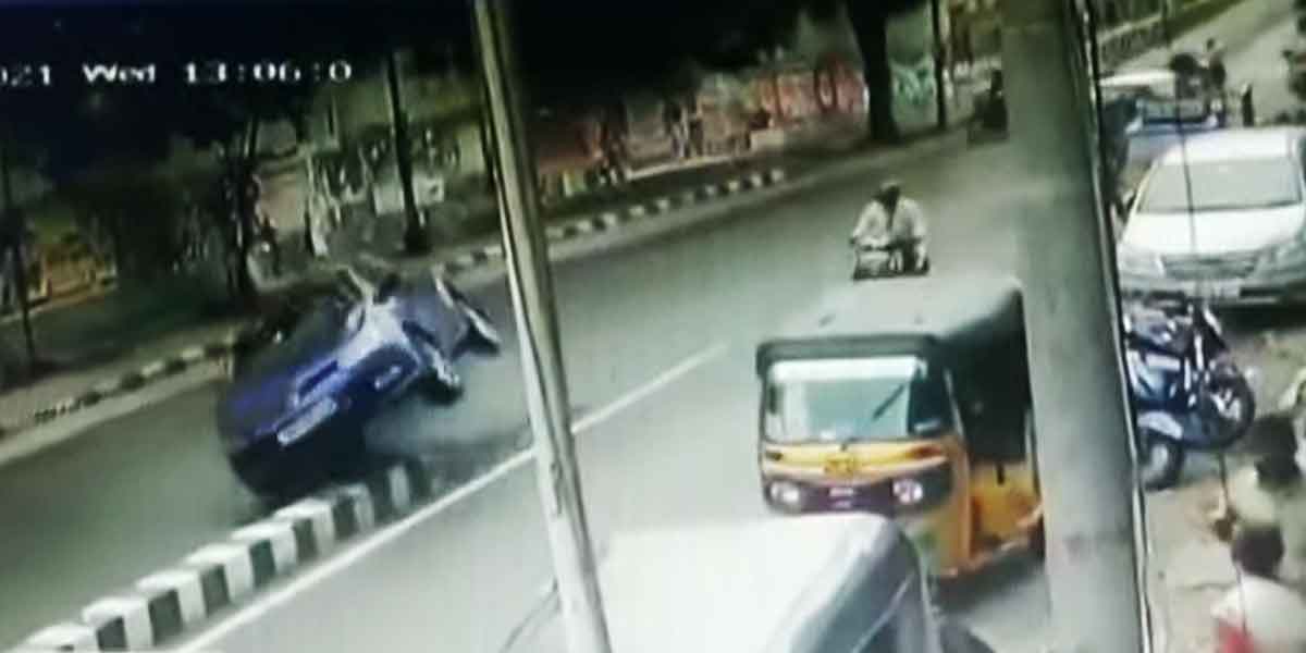 Car on wall ... - shock CCTV footage!