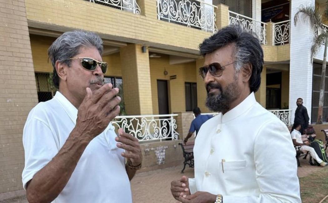 rajini shared a photo with kapil dev