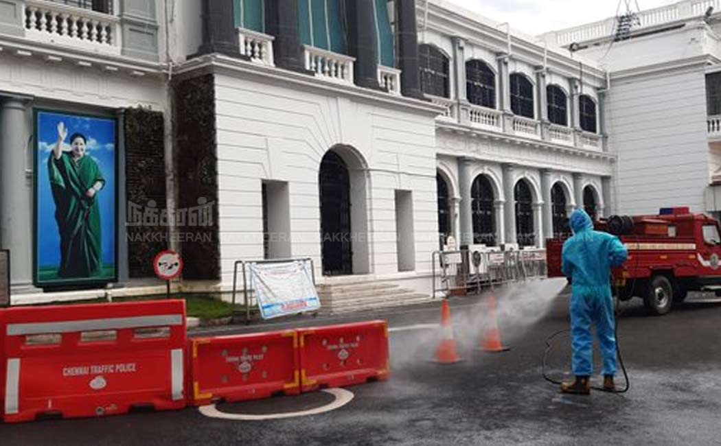 Disinfectant spraying in the Secretariat