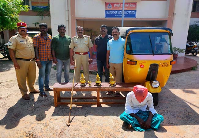 pondicherry Two arrested for stealing temple vials