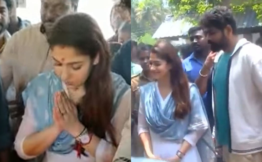 Nayanthara Vignesh Shiva visit kumbakonam temple