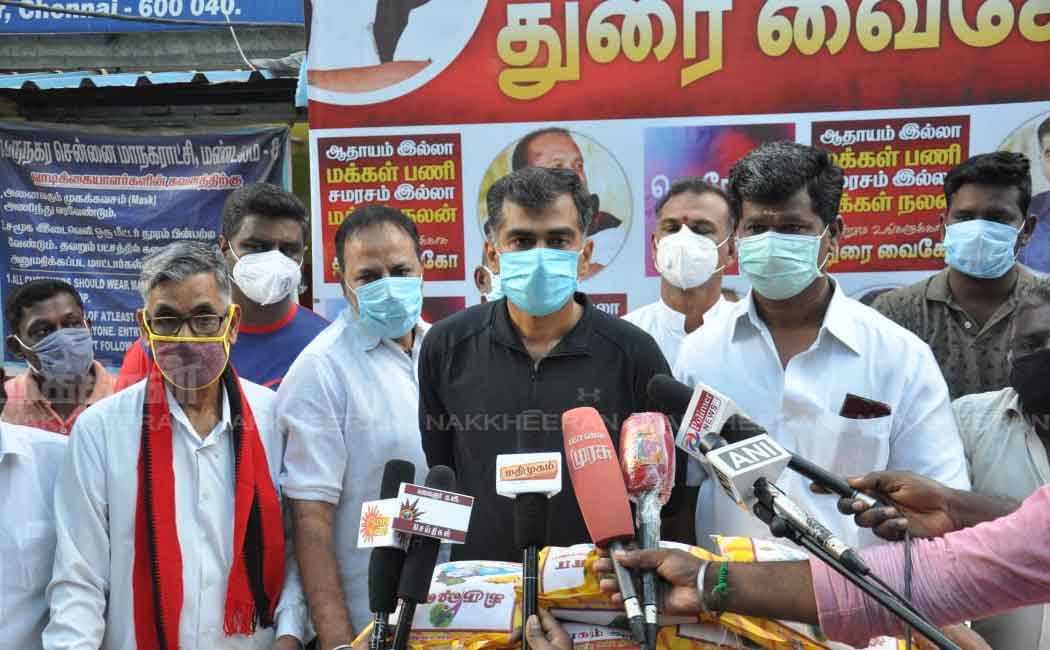Durai Vaiko who provided ricebag to the people