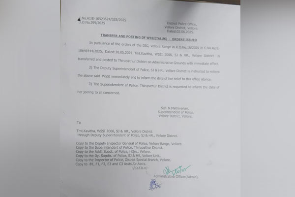 Special SI Kavitha Social Justice Division has been transferred for corruption