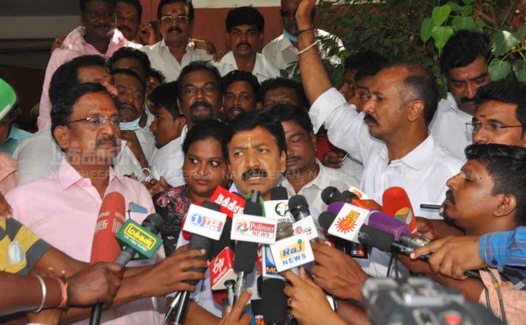 ADMK MP CV Shanmugam addressed press