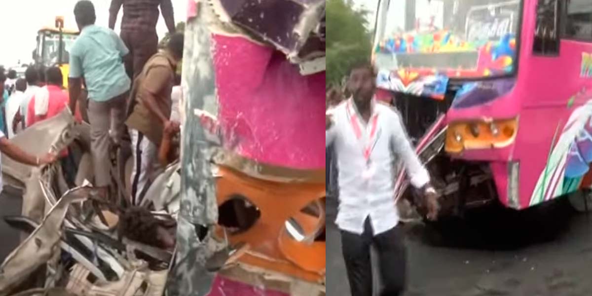 Car collides with private bus, two loss their live