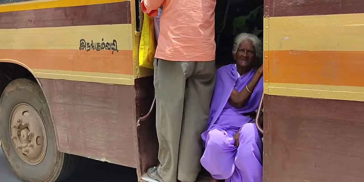 Old lady on the bus step with broken arm... dead humanity!