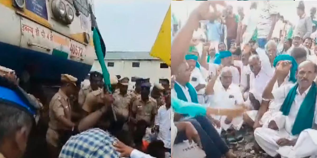 Cauvery problem re-accelerating; Farmers block train struggle in Thanjavur