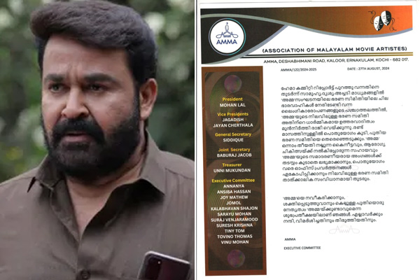 kerala commission report mohanlal and 17 people resigned his posting in amma