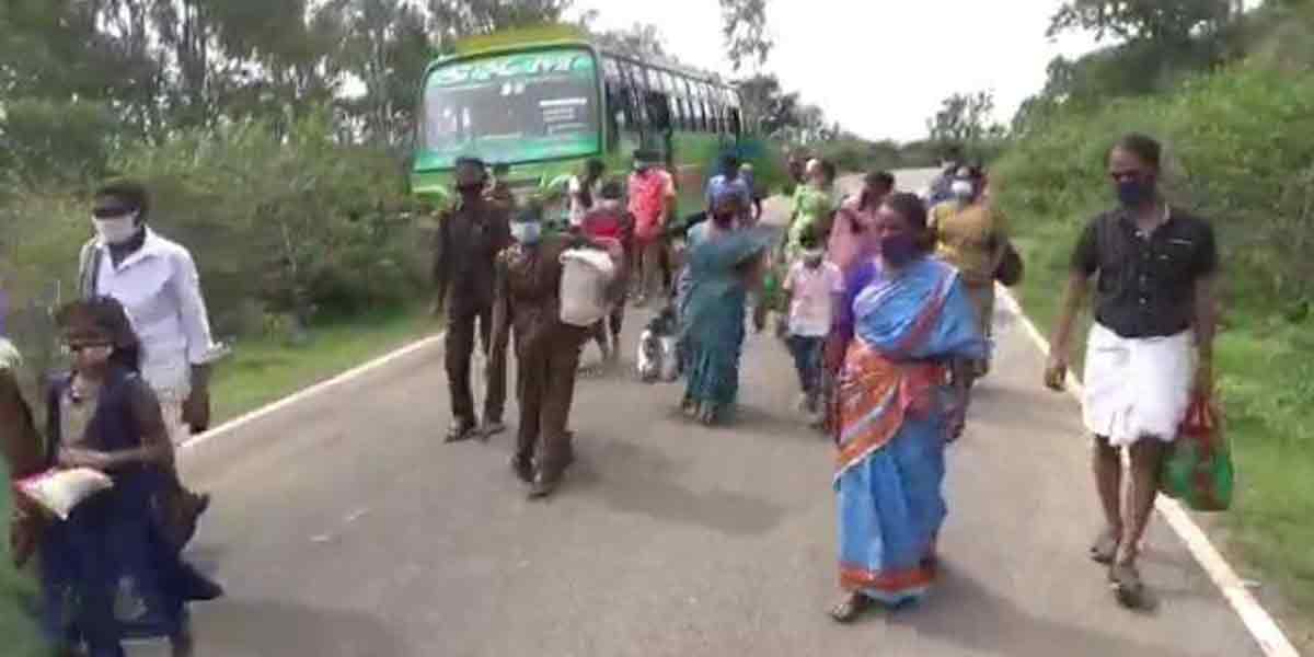 Sudden traffic stop at the state border ... People walking in the dense forest!