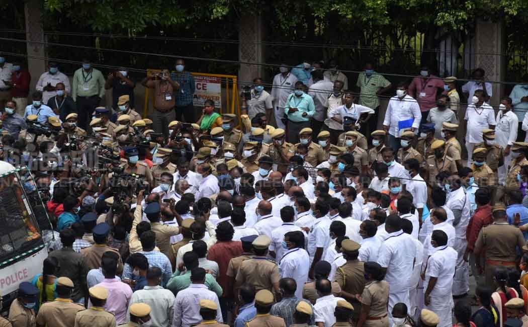 AIADMK MLAs sit on the road