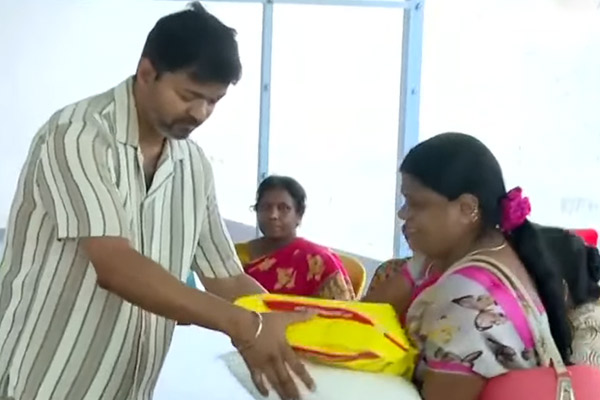 Vijay provided relief materials to the people affected by Cyclone Fenchal