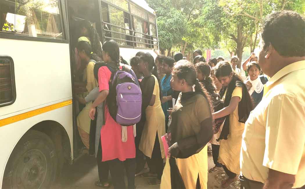 Govt school students writing NEET exam Teachers took them in vans