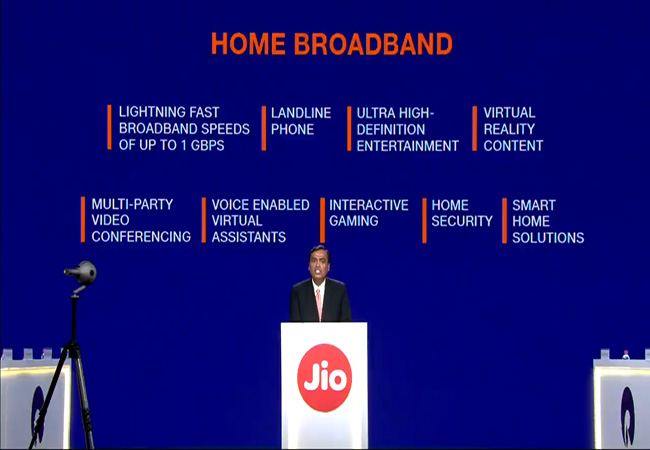 JIO 42TH ANNUAL MEETING MUMBAI JIO FIBER PLAN ANNOUNCED SETUP BOX FREE