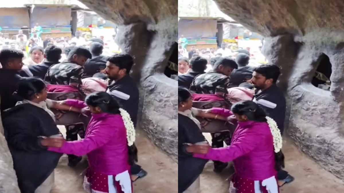 Forest department officials clash with tourists - tension at Guna Cave
