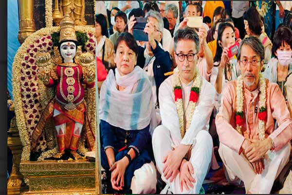 Japanese devotees gathered in Tiruvannamalai
