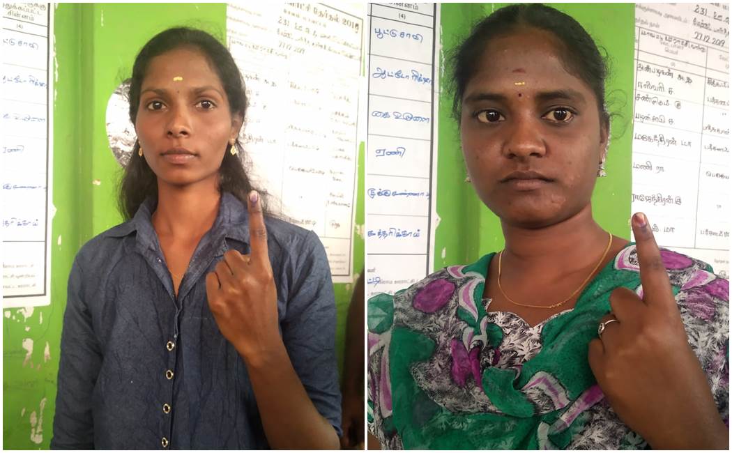Local body election- Women celebrating taking selfie