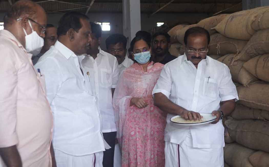 Minister Chakrapani inspected the rice in a truck!