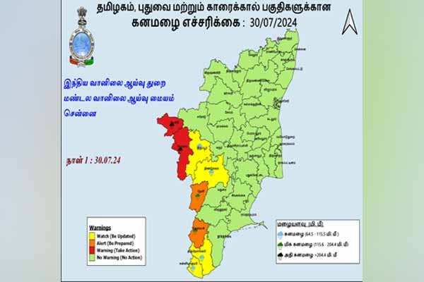 Red alert for two districts Meteorological Department informs