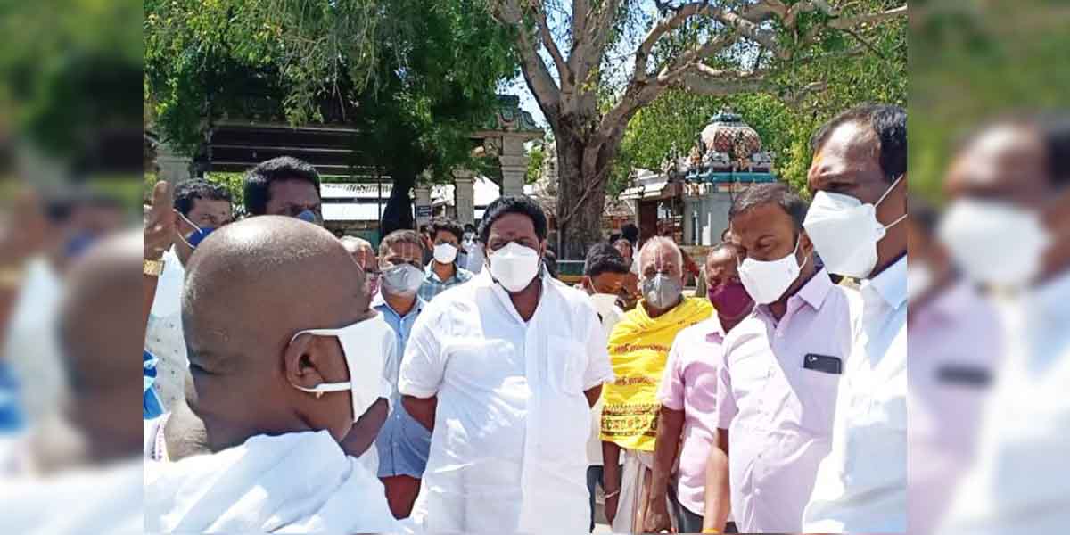 MLA Palaniyandi inspects Amma Mandapam stage