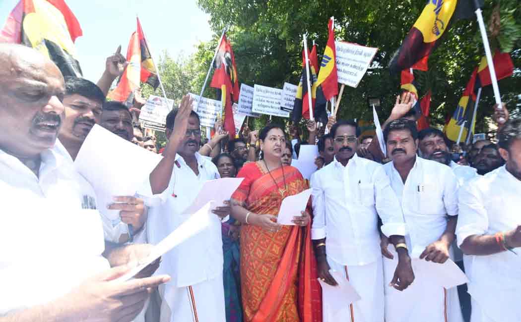 DMDK protest against central government (pictures)