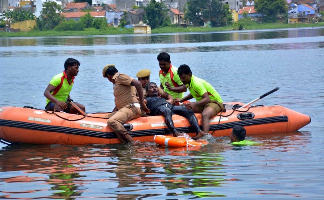 Fire department rescue drill due to northeast monsoon