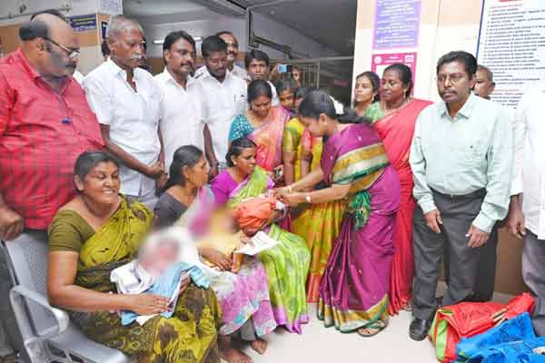 Minister Geetha Jeevan presents gold rings to 26 children kalaignar birthday
