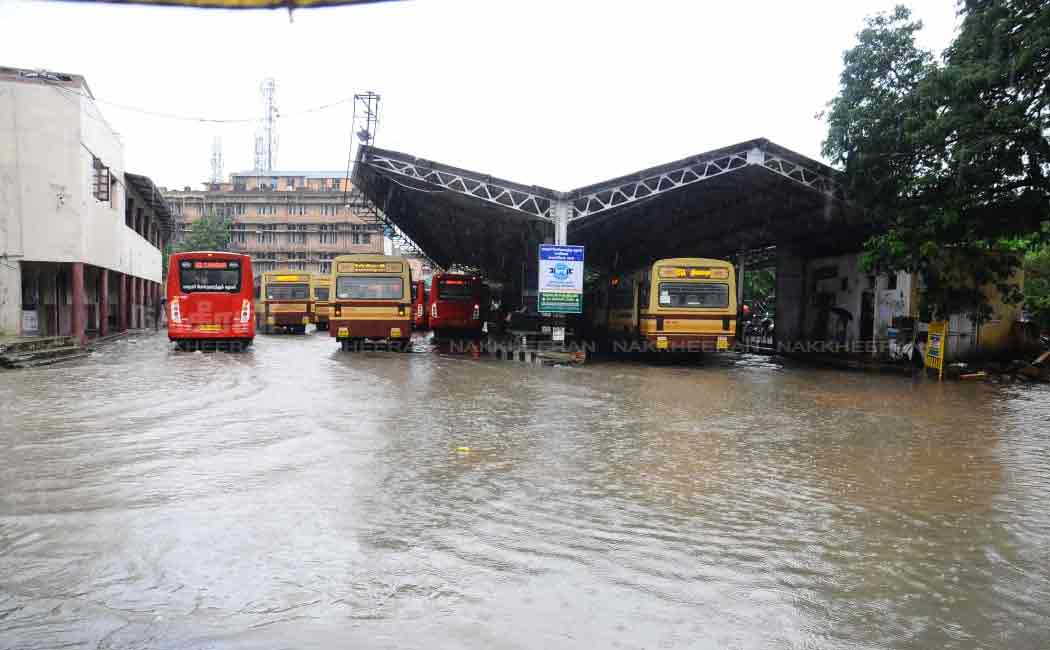 T.Nagar bus stand is surrounded by rain water ...