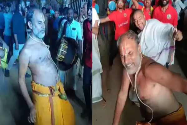 Priests break dance during temple festival in andhra pradesh