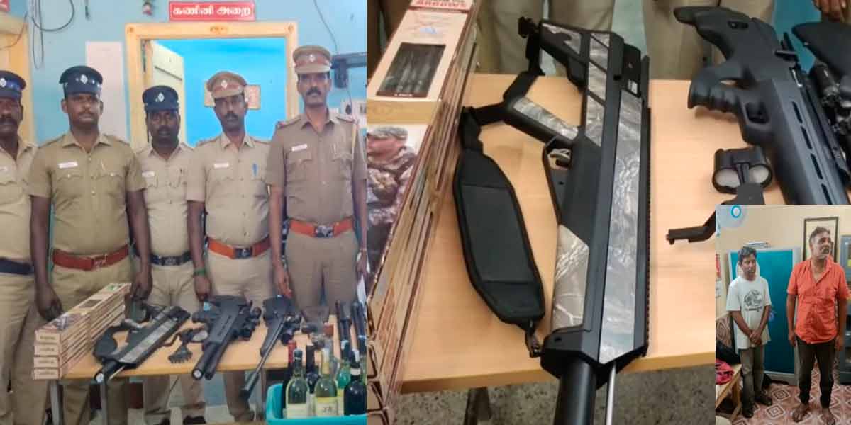 Arrested people who were roaming around with airgun, foreign liquor