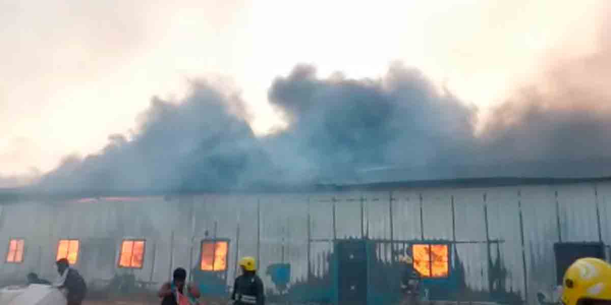 Fire at Tirupur Elastic Factory