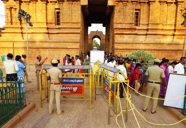 thanjai temple festival police protection increase