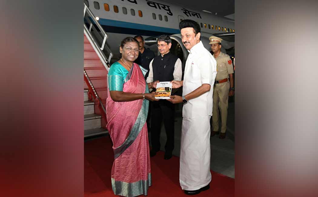 President visiting Chennai Welcome with books